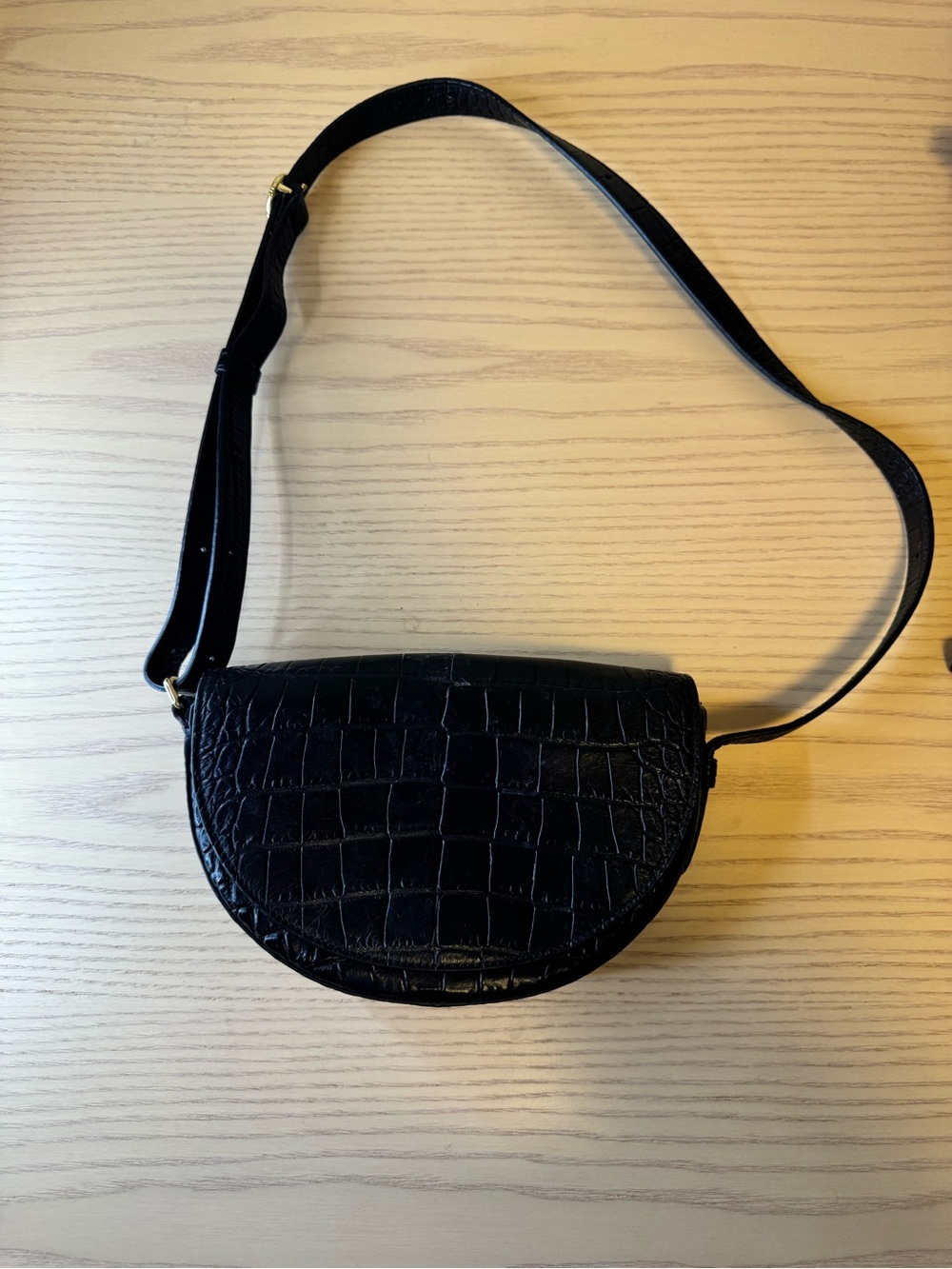 Cuyana Croc-Embossed Half-Moon Crossbody Bag